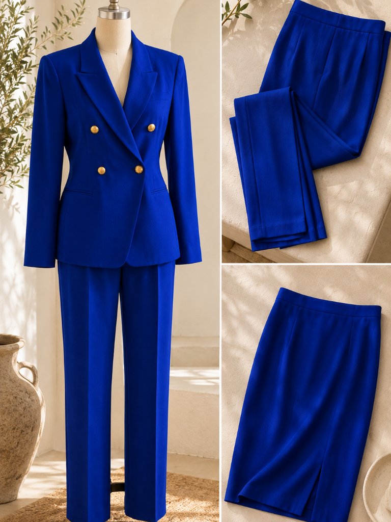Vintage Bicci Fine Weather Royal Blue 3-Piece Suit Set Nwt Size 12